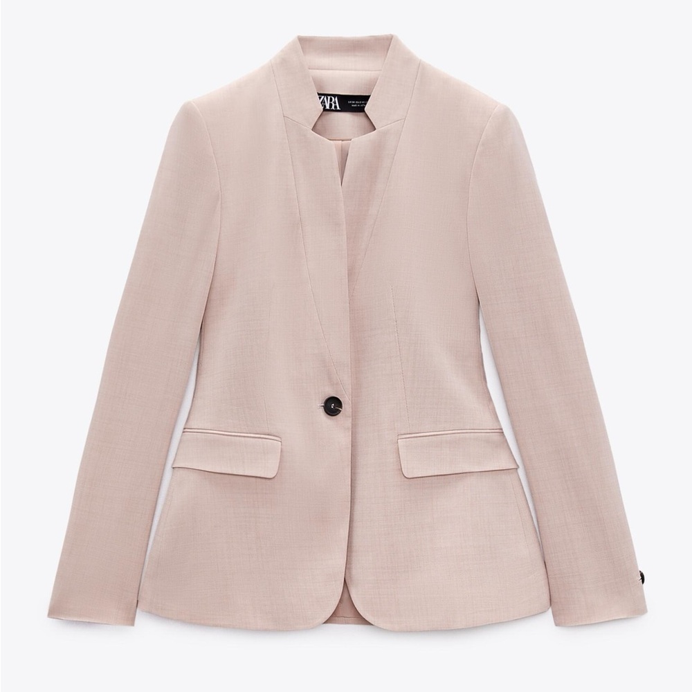 Zara Women's Tailored Basic Blazer Beige-Pink 14 EUC